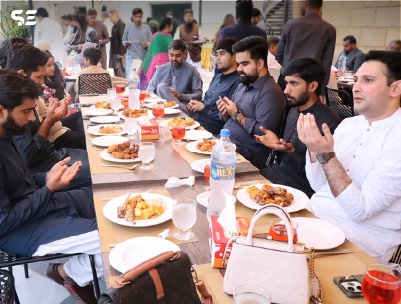 Soft Enterprise team in a moment of reflection, embracing the spirit of Iftar at the Annual Iftar 2025 celebration