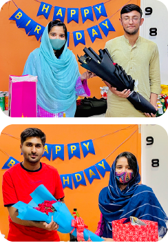 Team celebrating birthdays at Soft Enterprise