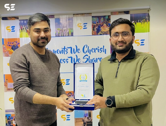 Soft Enterprise honoring Imtinan Afzal on 2nd work anniversary for consistent performance, commitment, and professional excellence.