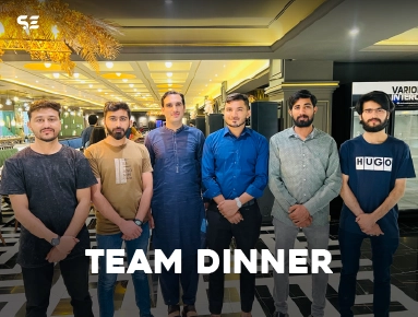 Soft Enterprise team members gathered for a team dinner